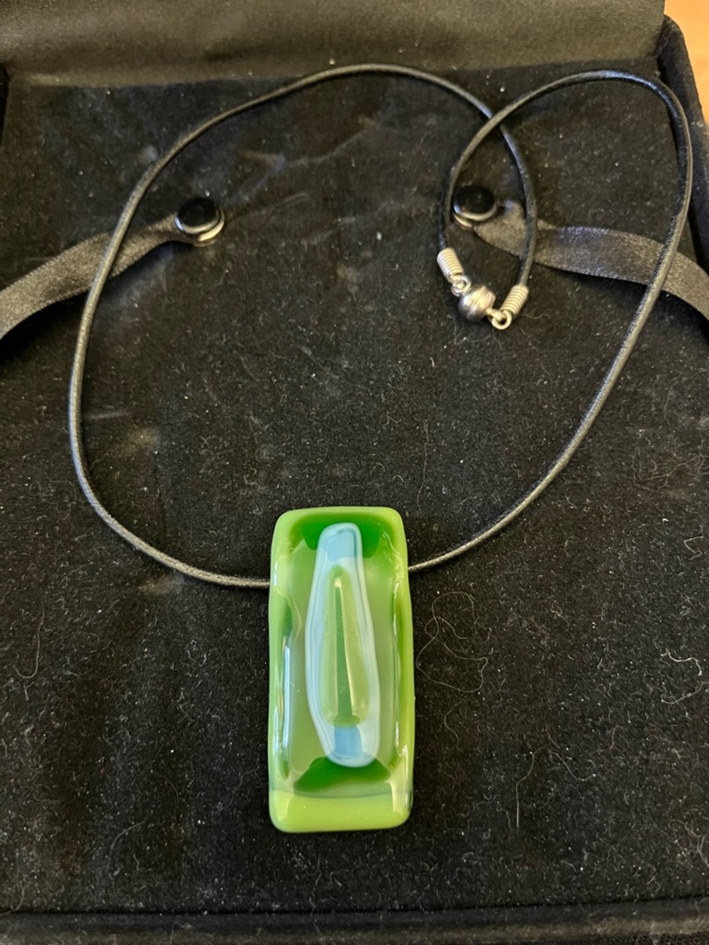Green Glass Pendant Necklace